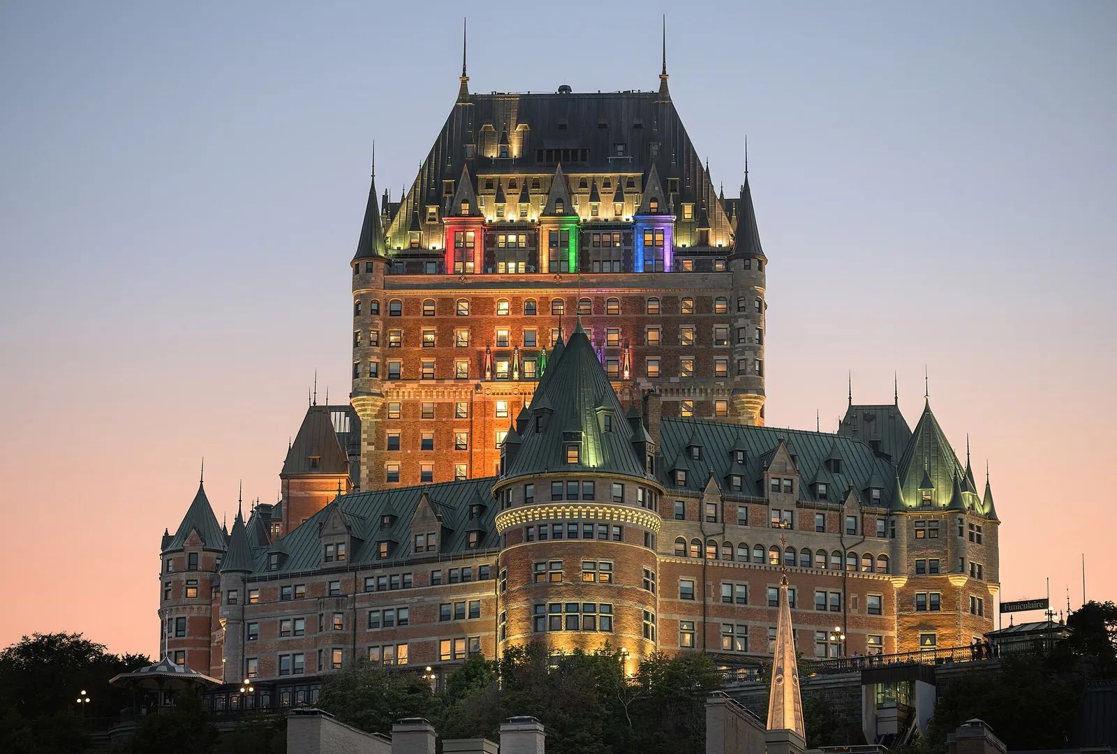 The Château Frontenac above the Old Town of Québec City at dusk